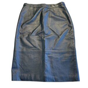 Vintage Atlantic Beach Skirt Long 100% Leather Black High Waist Size M‎ Flaw*